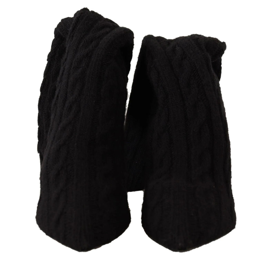 Dolce & Gabbana Black Stretch Socks Knee High Booties Shoes by Dolce & Gabbana