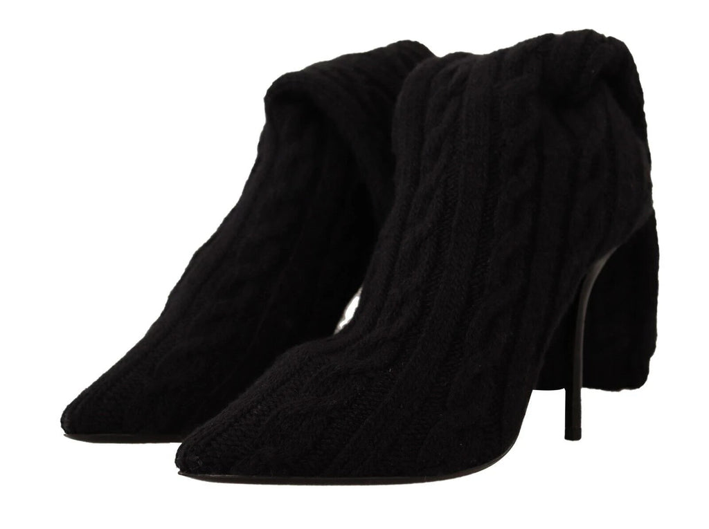 Dolce & Gabbana Black Stretch Socks Knee High Booties Shoes by Dolce & Gabbana