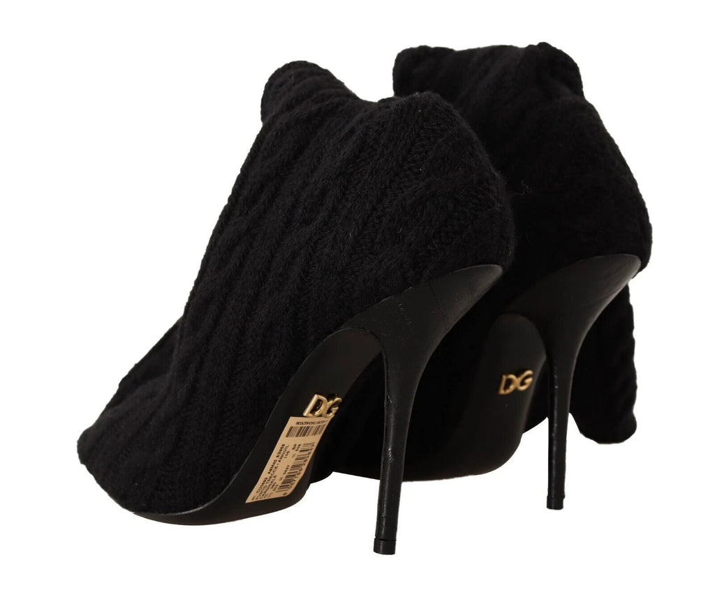Dolce & Gabbana Black Stretch Socks Knee High Booties Shoes by Dolce & Gabbana