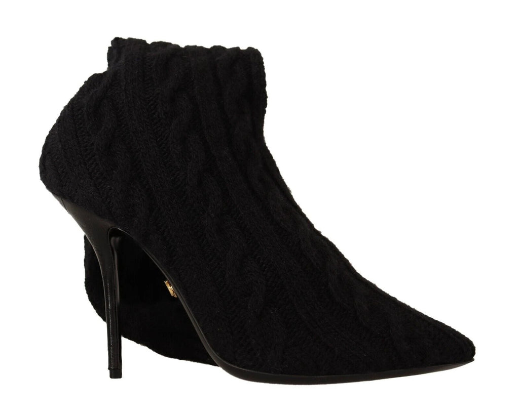 Dolce & Gabbana Black Stretch Socks Knee High Booties Shoes by Dolce & Gabbana