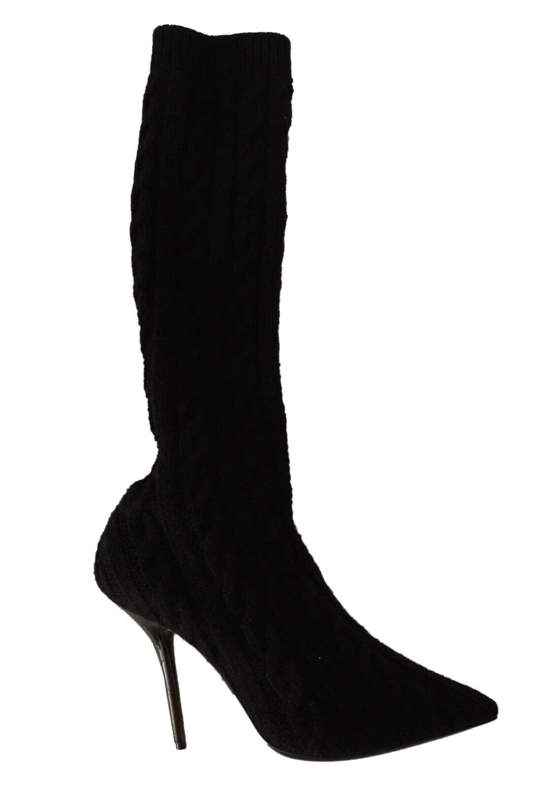 Dolce & Gabbana Black Stretch Socks Knee High Booties Shoes by Dolce & Gabbana