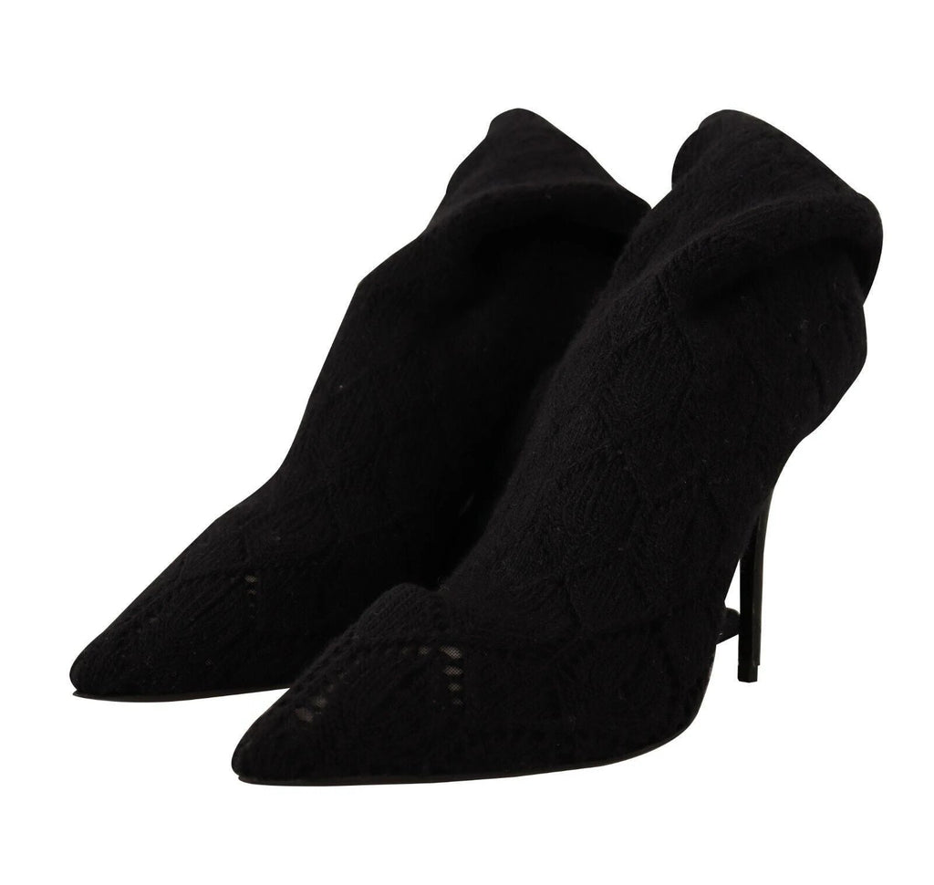 Dolce & Gabbana Black Stretch Socks Knee High Booties Shoes by Dolce & Gabbana