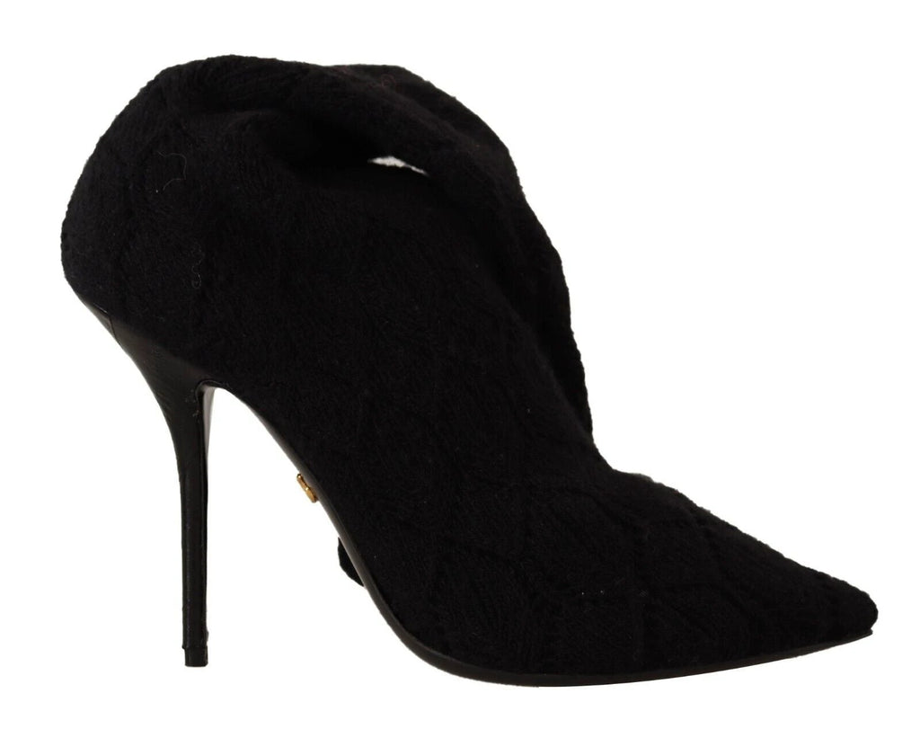 Dolce & Gabbana Black Stretch Socks Knee High Booties Shoes by Dolce & Gabbana
