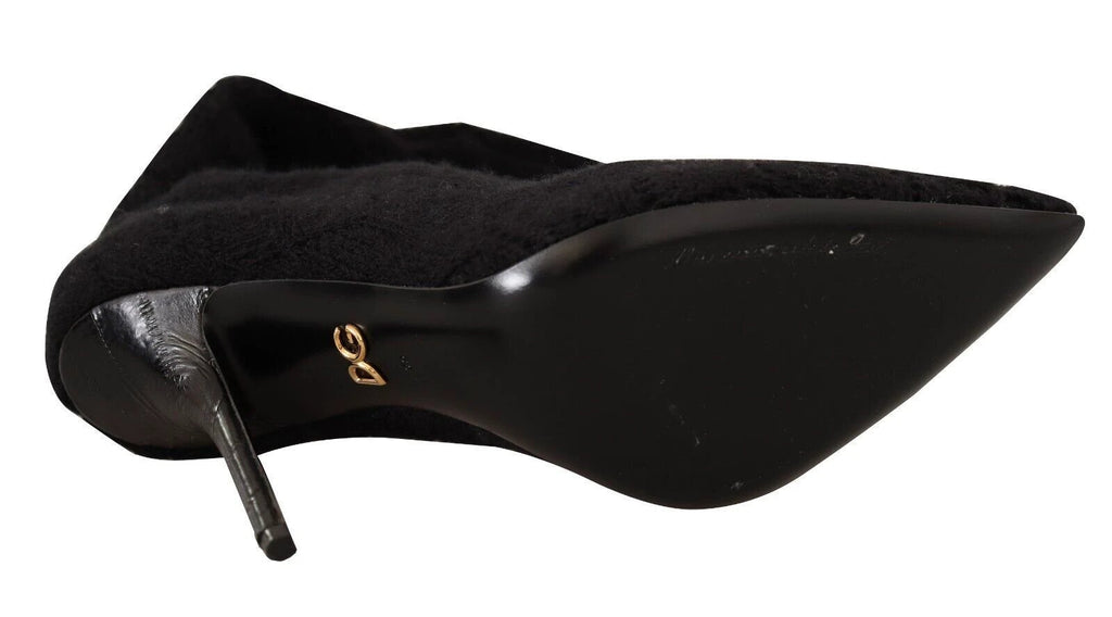Dolce & Gabbana Black Stretch Socks Knee High Booties Shoes by Dolce & Gabbana