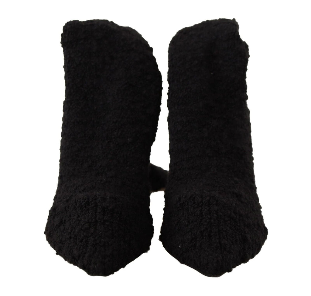 Dolce & Gabbana Black Stretch Socks Knee High Booties Shoes by Dolce & Gabbana
