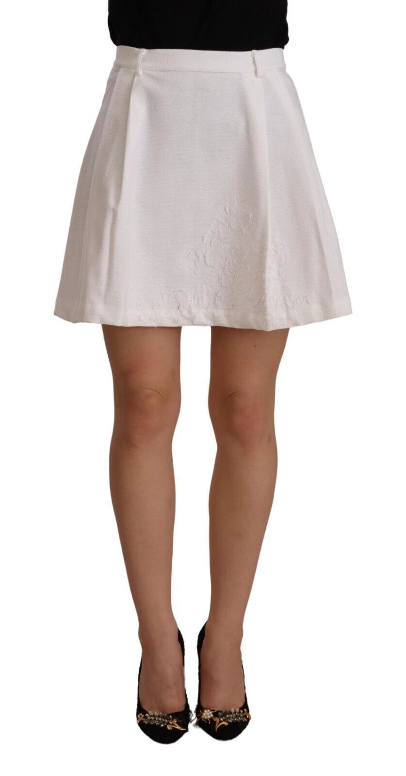 Ermanno Scervino White High Waist A-line Mini Cotton Skirt by Ermanno Scervino
