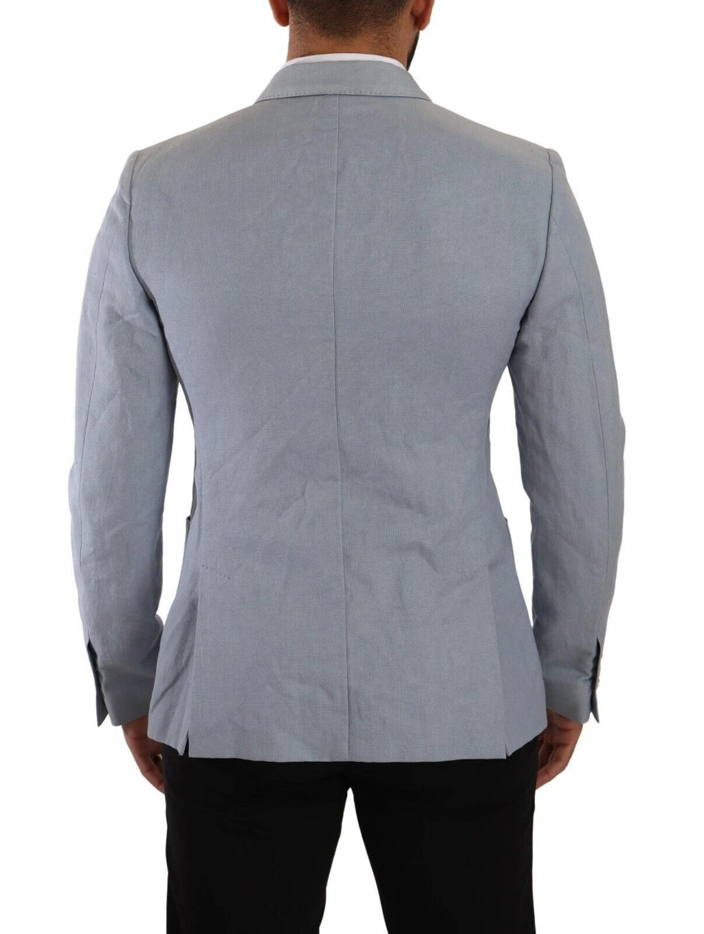 Dolce & Gabbana Blue Cotton Linen Slim Fit Jacket Coat Blazer by Dolce & Gabbana