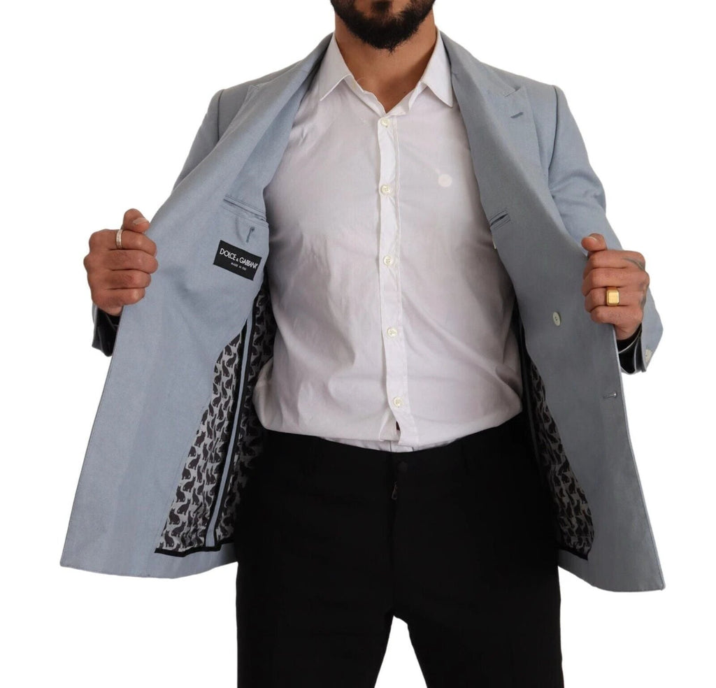 Dolce & Gabbana Blue Cotton Linen Slim Fit Jacket Coat Blazer by Dolce & Gabbana