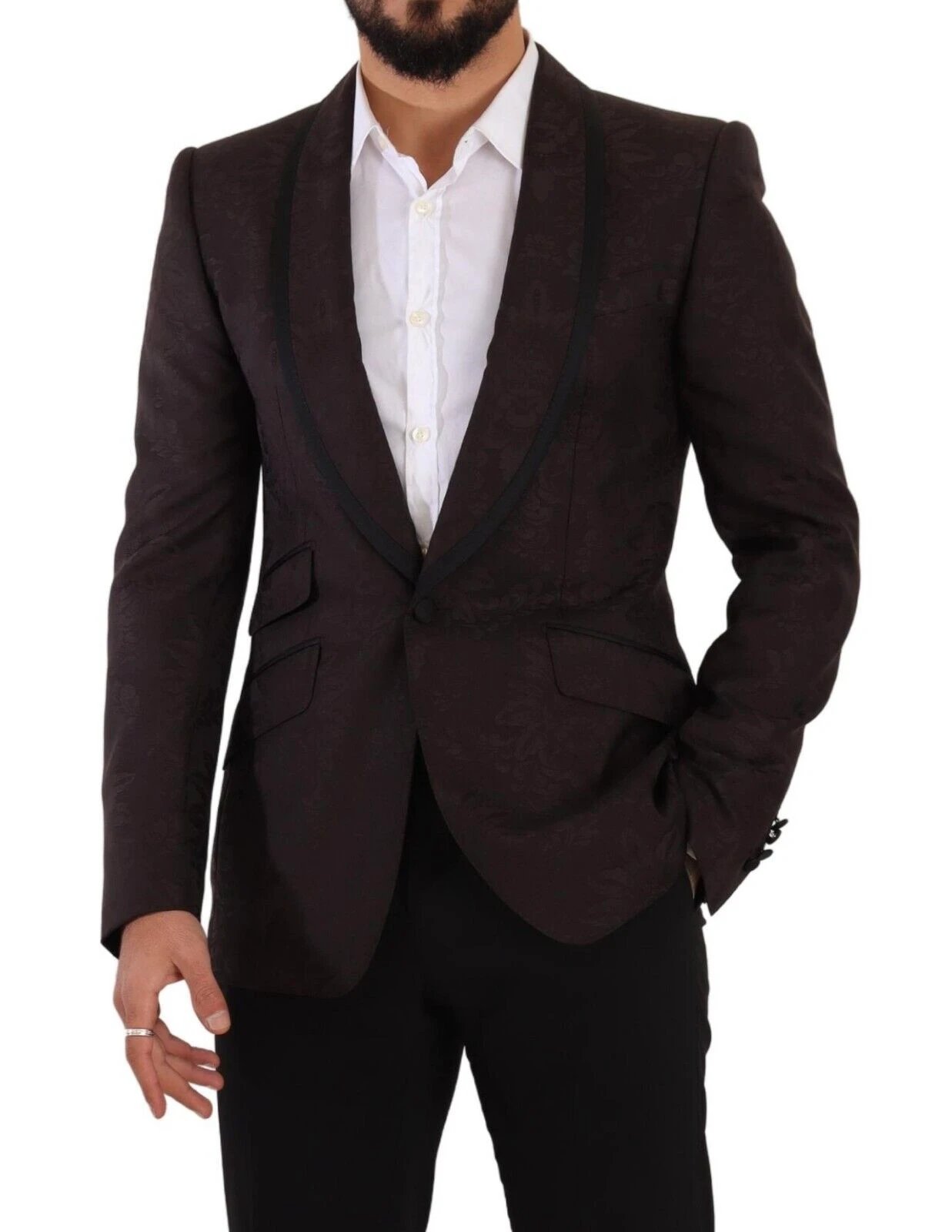 Dolce & Gabbana Purple Jacquard Single Breasted SICILIA Blazer by Dolce & Gabbana
