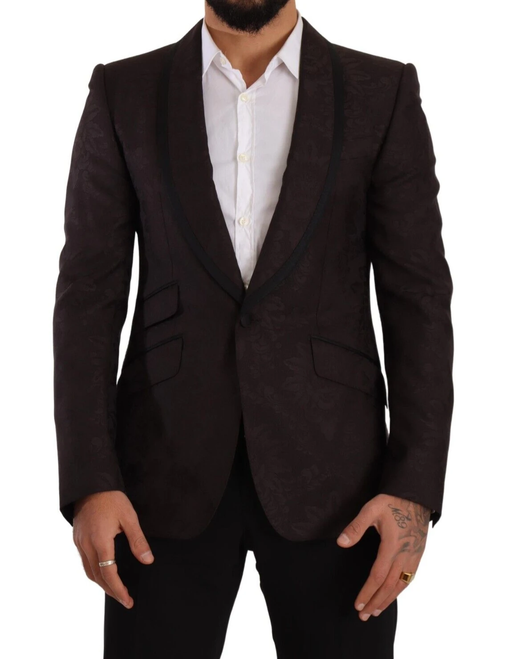 Dolce & Gabbana Purple Jacquard Single Breasted SICILIA Blazer by Dolce & Gabbana