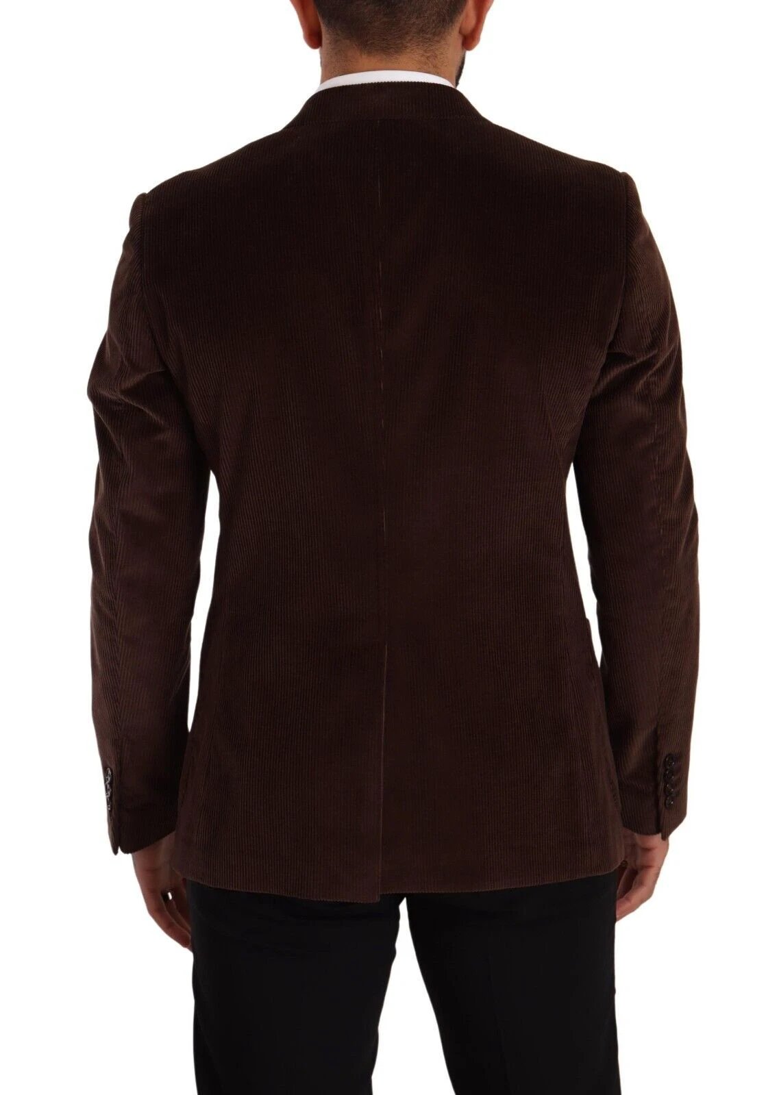 Dolce & Gabbana Brown Corduroy Slim Fit Coat DG Logo Blazer by Dolce & Gabbana