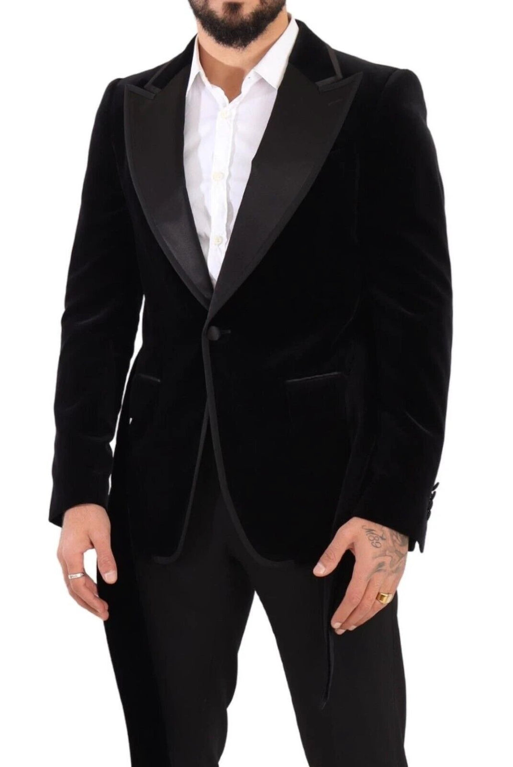 Dolce & Gabbana Black Velvet Single Breasted One Button Blazer by Dolce & Gabbana