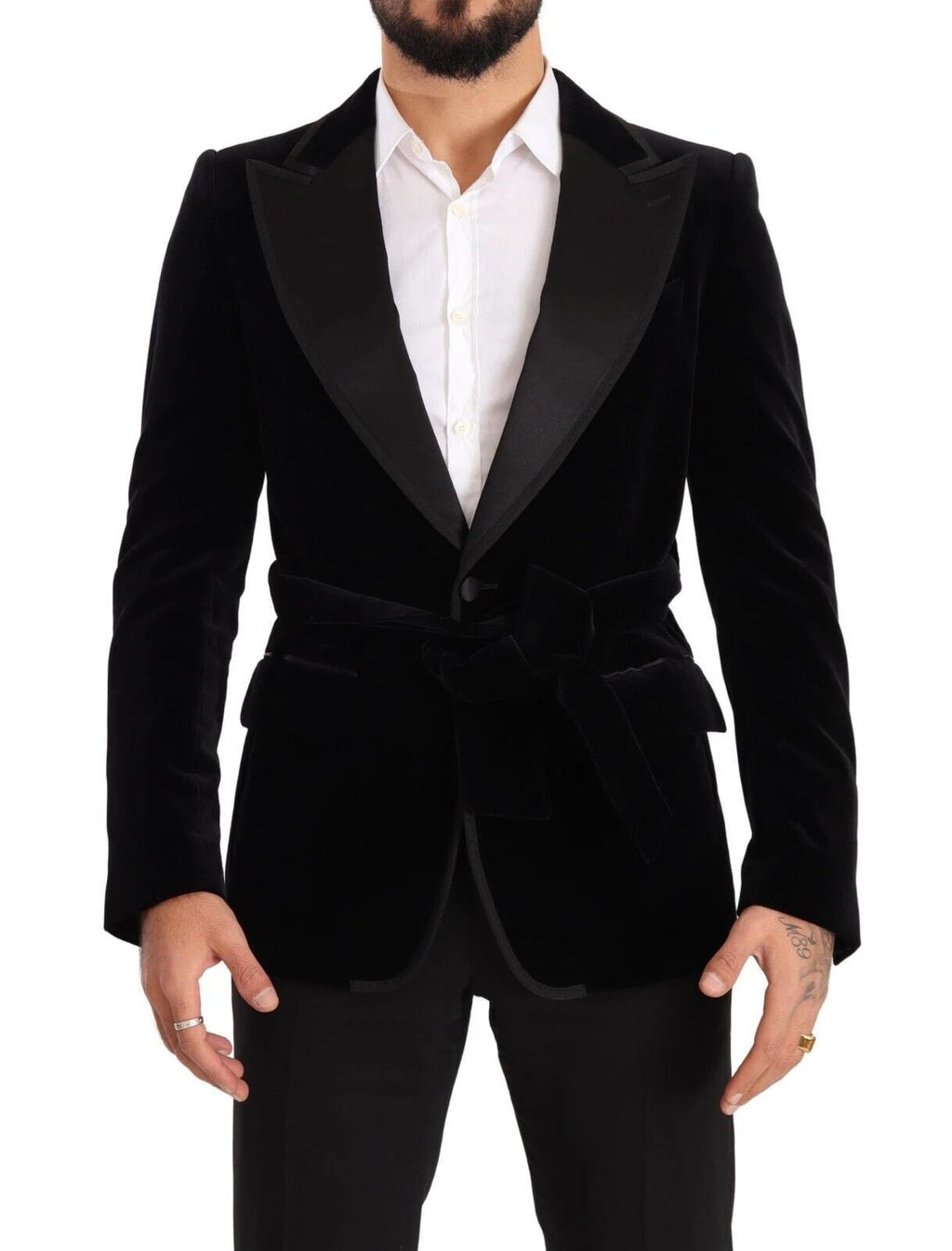 Dolce & Gabbana Black Velvet Single Breasted One Button Blazer by Dolce & Gabbana