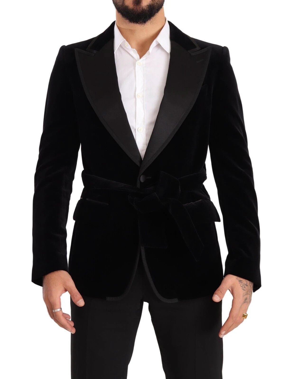 Dolce & Gabbana Black Velvet Single Breasted One Button Blazer by Dolce & Gabbana