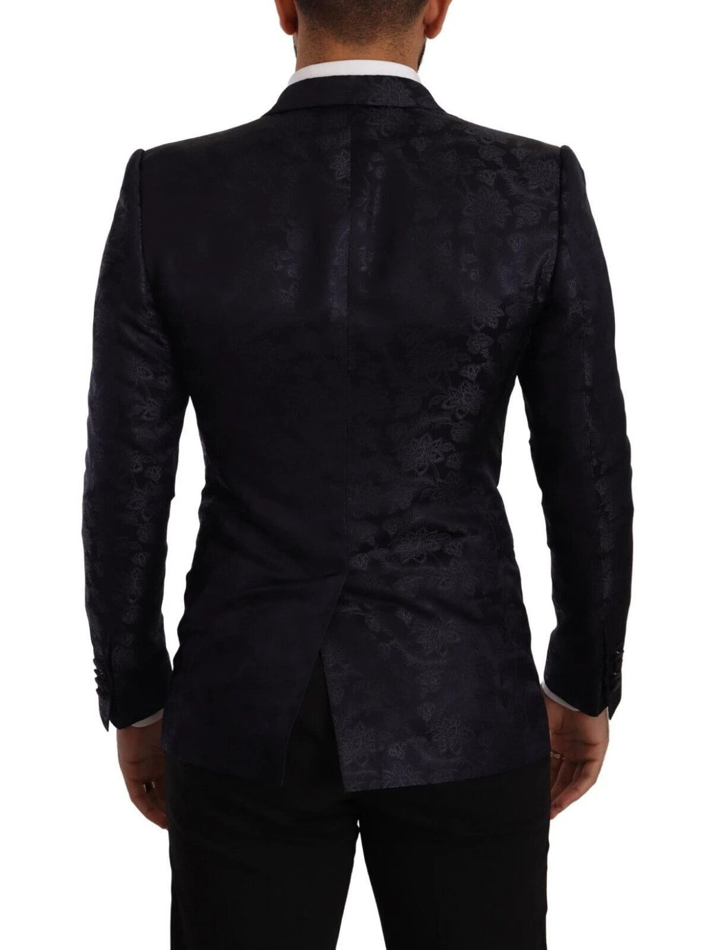 Dolce & Gabbana Blue Floral Jacquard Silk Coat MARTINI Blazer by Dolce & Gabbana