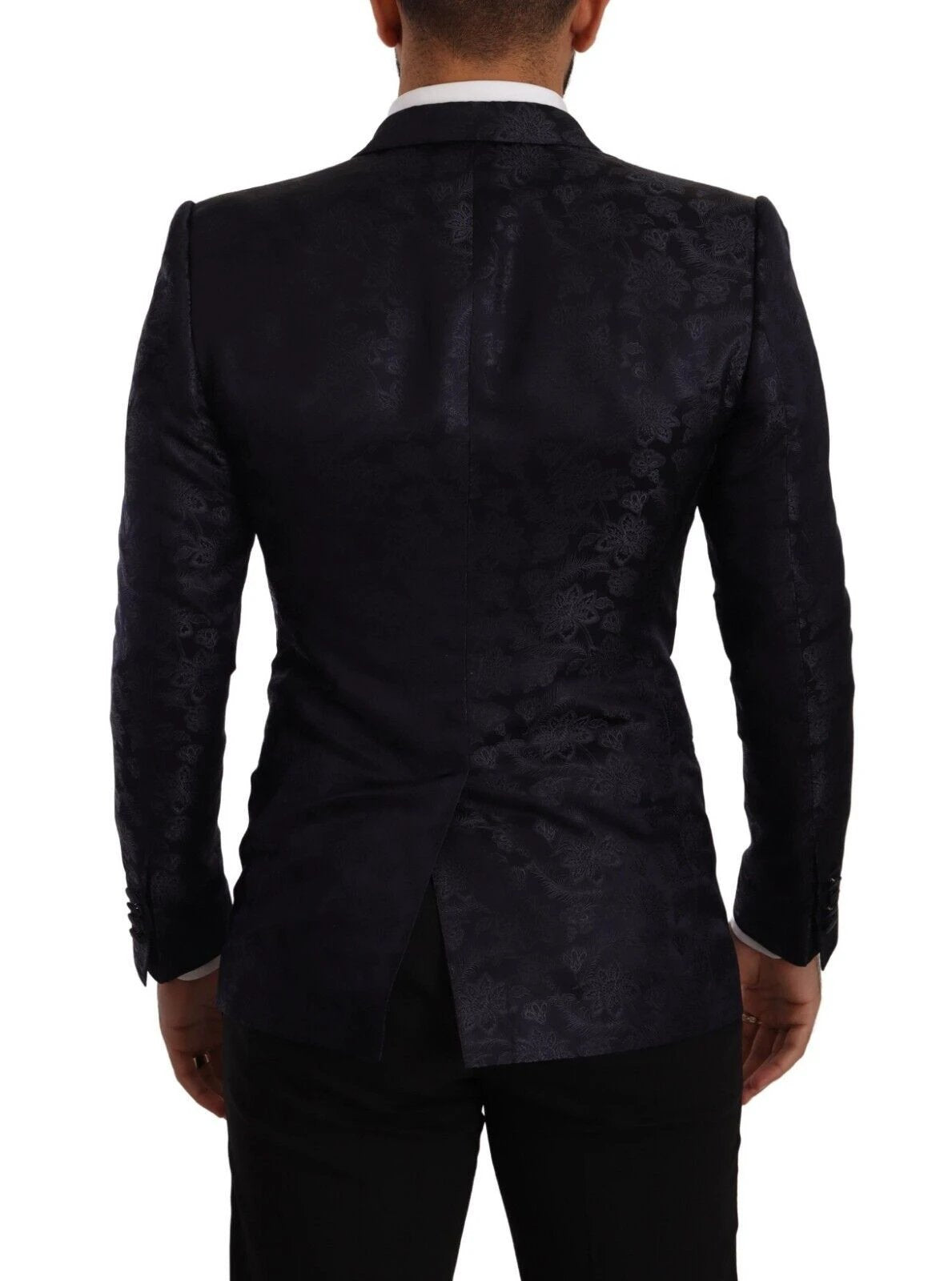 Dolce & Gabbana Blue Floral Jacquard Silk Coat MARTINI Blazer by Dolce & Gabbana