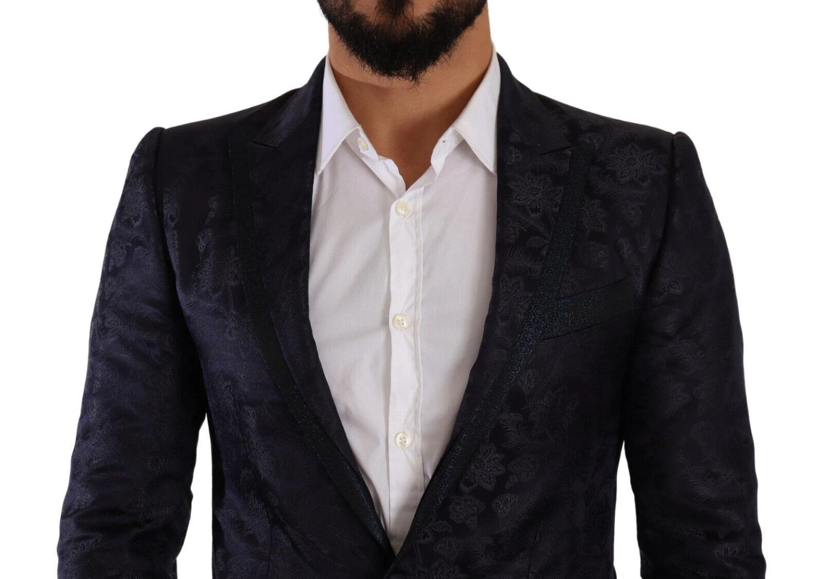 Dolce & Gabbana Blue Floral Jacquard Silk Coat MARTINI Blazer by Dolce & Gabbana