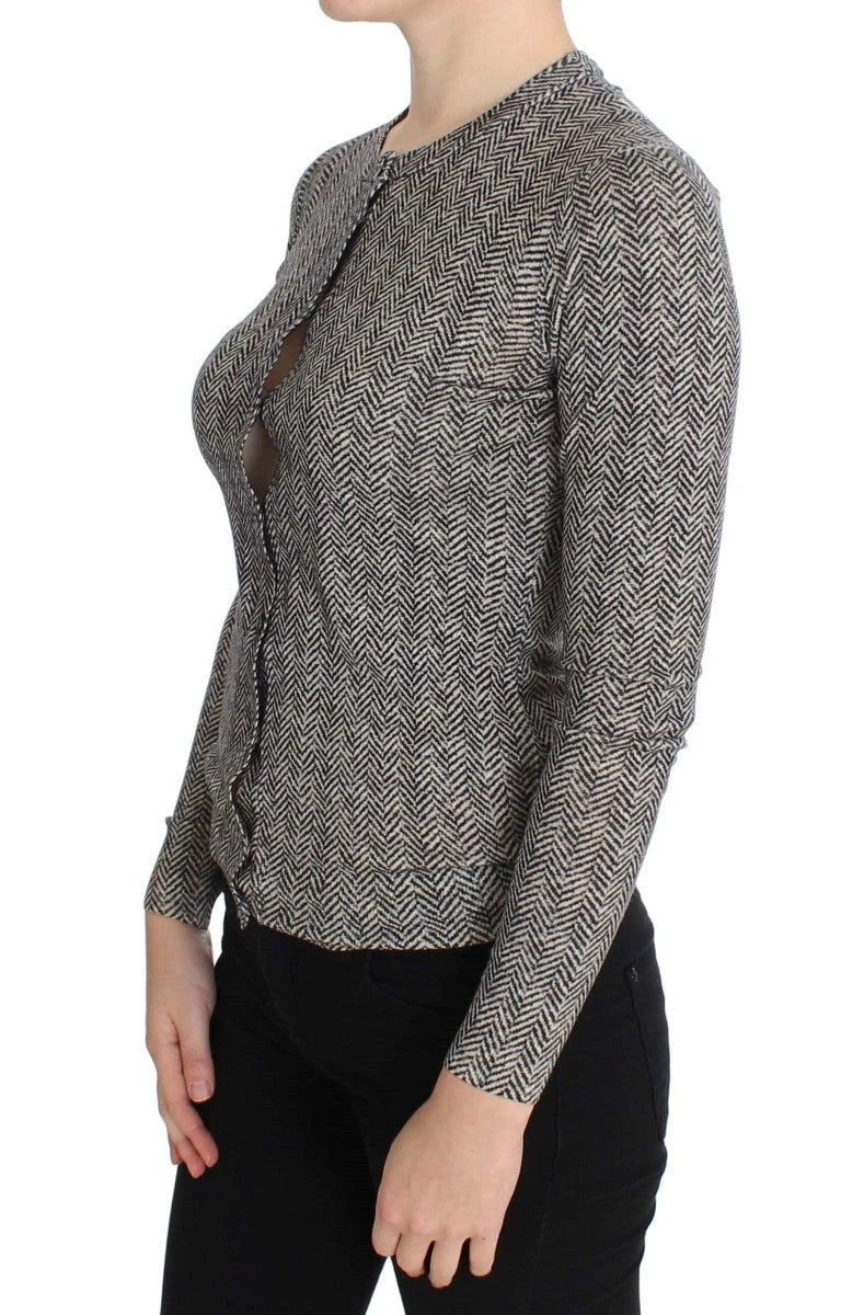 Dolce & Gabbana Black White Wool Top Cardigan Sweater by Dolce & Gabbana