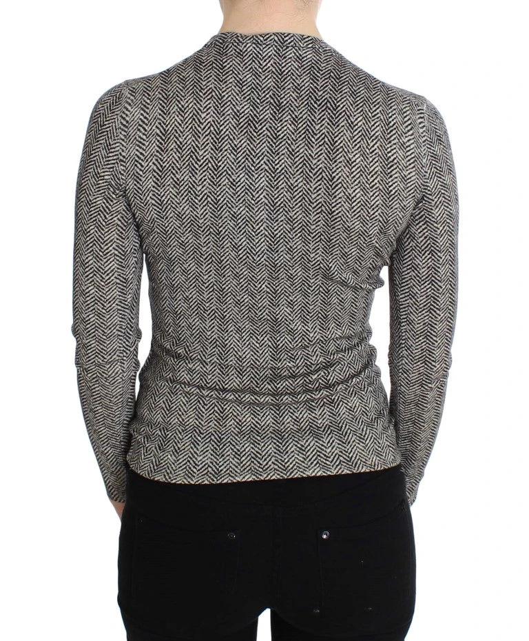 Dolce & Gabbana Black White Wool Top Cardigan Sweater by Dolce & Gabbana