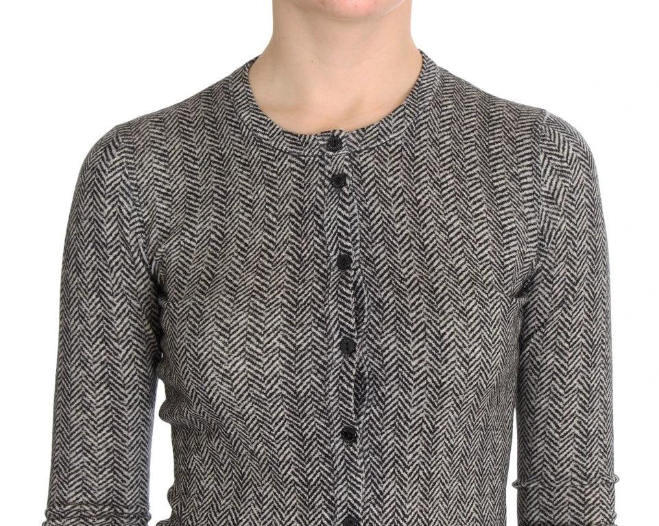 Dolce & Gabbana Black White Wool Top Cardigan Sweater by Dolce & Gabbana
