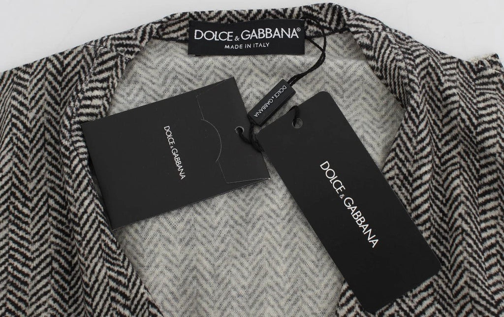 Dolce & Gabbana Black White Wool Top Cardigan Sweater by Dolce & Gabbana
