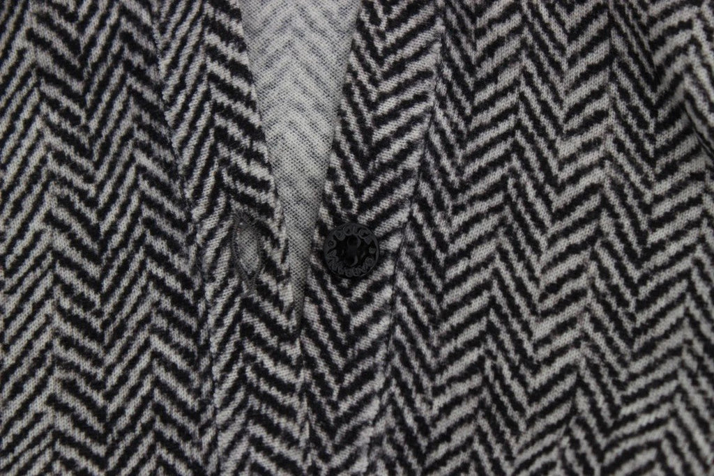 Dolce & Gabbana Black White Wool Top Cardigan Sweater by Dolce & Gabbana