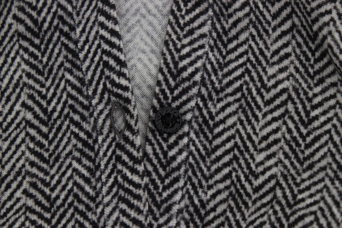 Dolce & Gabbana Black White Wool Top Cardigan Sweater by Dolce & Gabbana