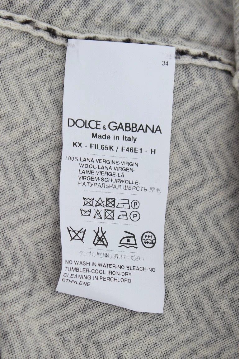 Dolce & Gabbana Black White Wool Top Cardigan Sweater by Dolce & Gabbana