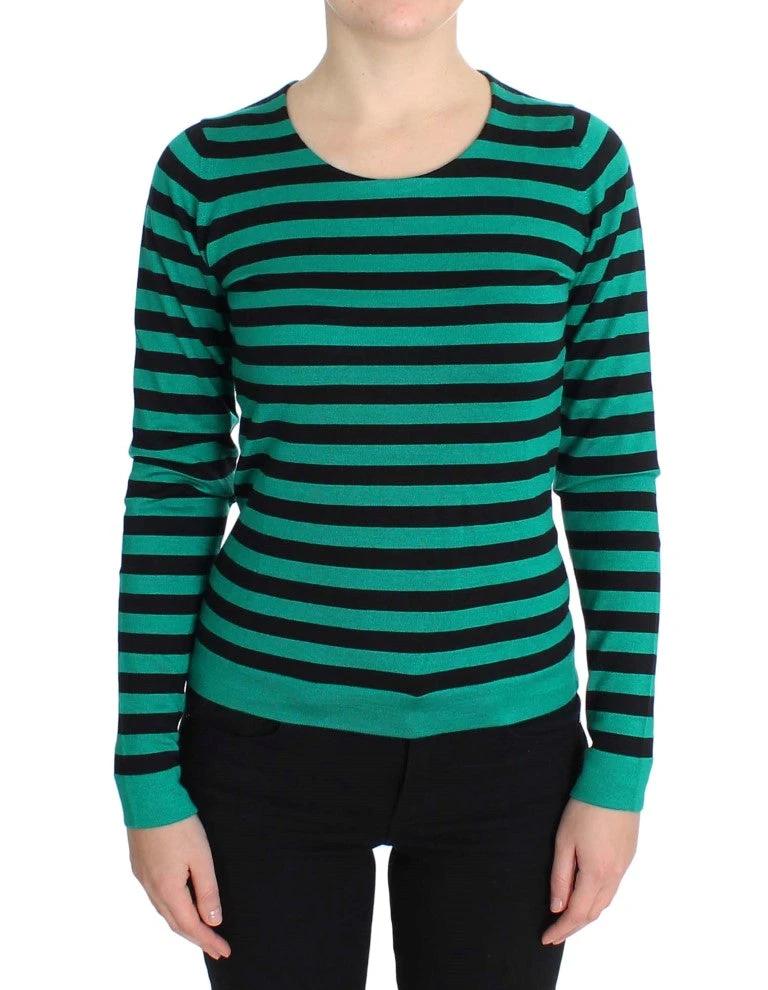 Dolce & Gabbana Green Black Silk Cashmere Sweater by Dolce & Gabbana