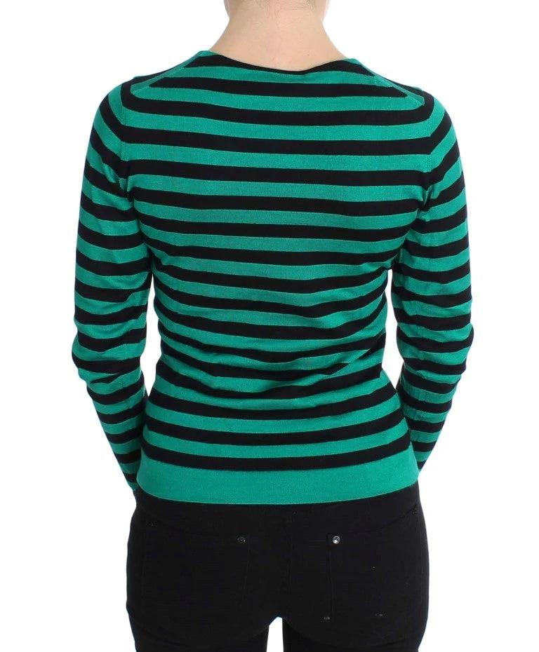 Dolce & Gabbana Green Black Silk Cashmere Sweater by Dolce & Gabbana