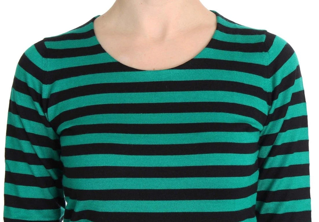 Dolce & Gabbana Green Black Silk Cashmere Sweater by Dolce & Gabbana