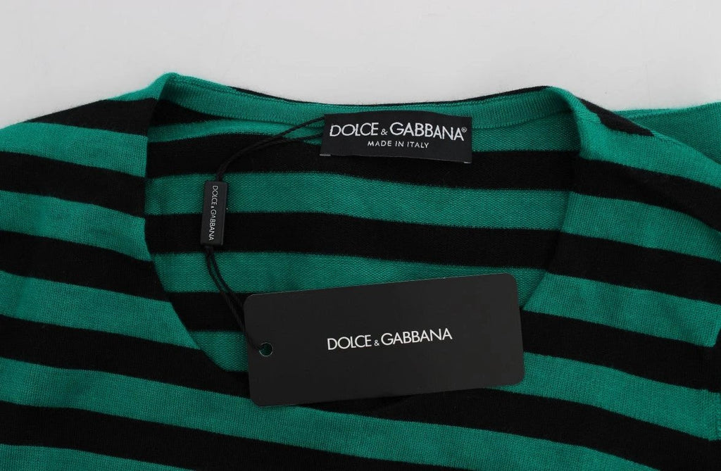 Dolce & Gabbana Green Black Silk Cashmere Sweater by Dolce & Gabbana