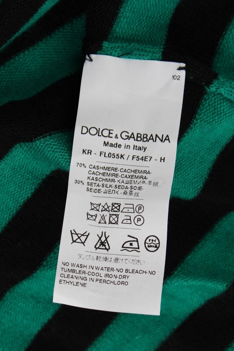 Dolce & Gabbana Green Black Silk Cashmere Sweater by Dolce & Gabbana