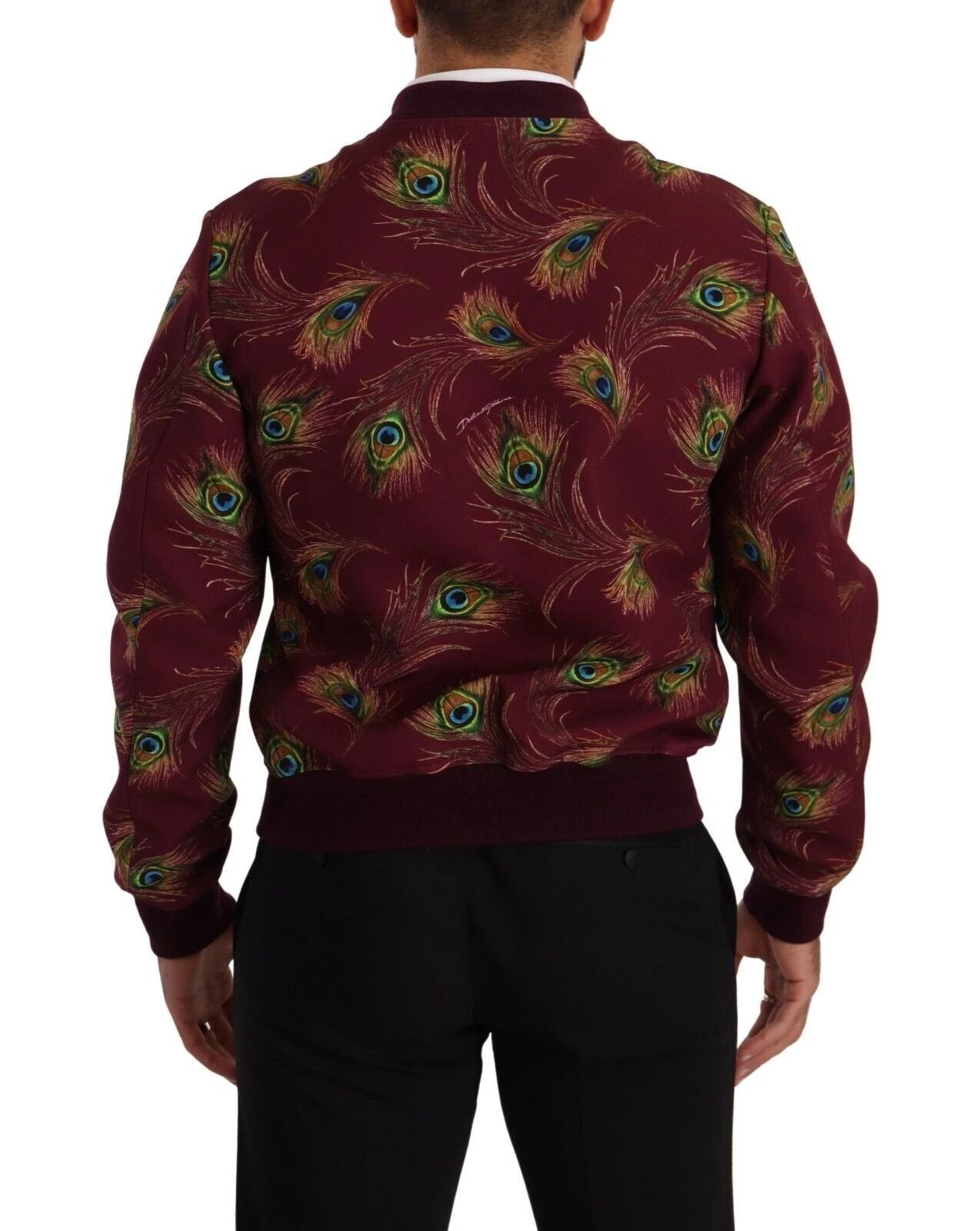 Dolce & Gabbana Red Peacock Polyester Stretch Full Zip Jacket by Dolce & Gabbana
