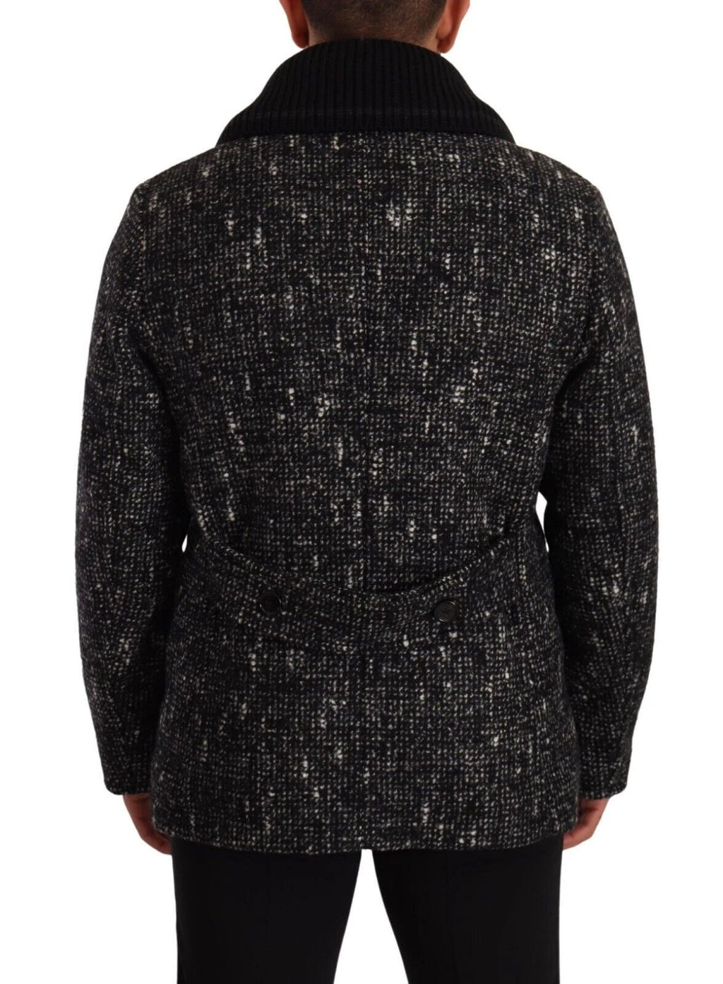 Dolce & Gabbana Black Wool Double Breasted Coat Men Jacket by Dolce & Gabbana