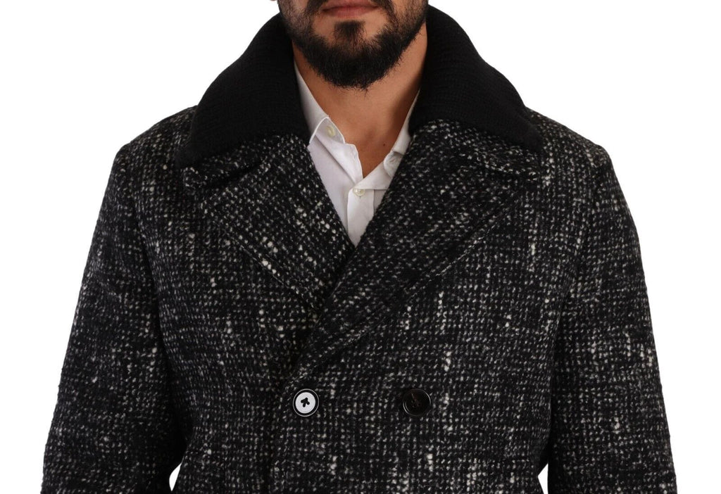 Dolce & Gabbana Black Wool Double Breasted Coat Men Jacket by Dolce & Gabbana