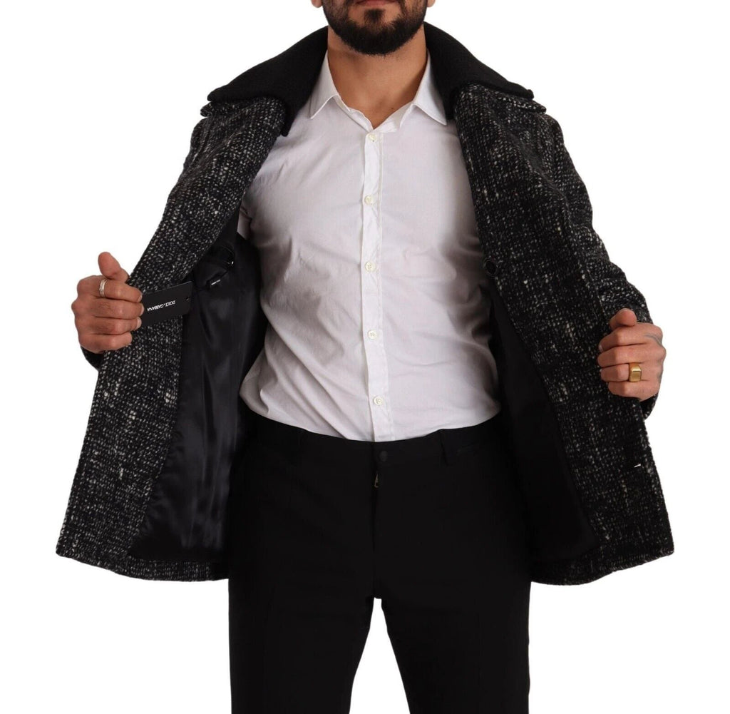 Dolce & Gabbana Black Wool Double Breasted Coat Men Jacket by Dolce & Gabbana