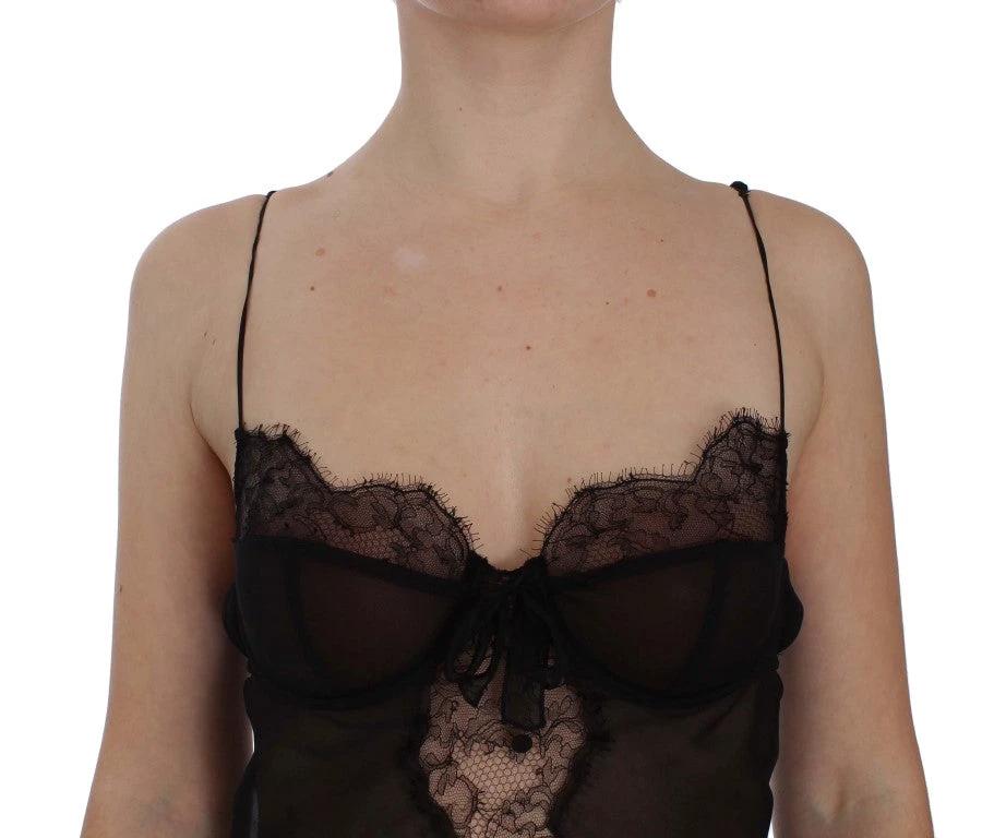 Dolce & Gabbana Black Silk Lace Babydoll Lingerie Top by Dolce & Gabbana