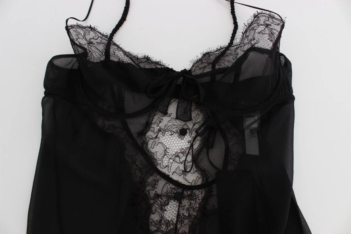 Dolce & Gabbana Black Silk Lace Babydoll Lingerie Top by Dolce & Gabbana