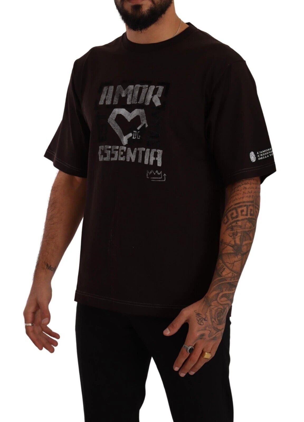 Dolce & Gabbana Bordeaux Cotton L-Amore Print Crewneck T-shirt by Dolce & Gabbana