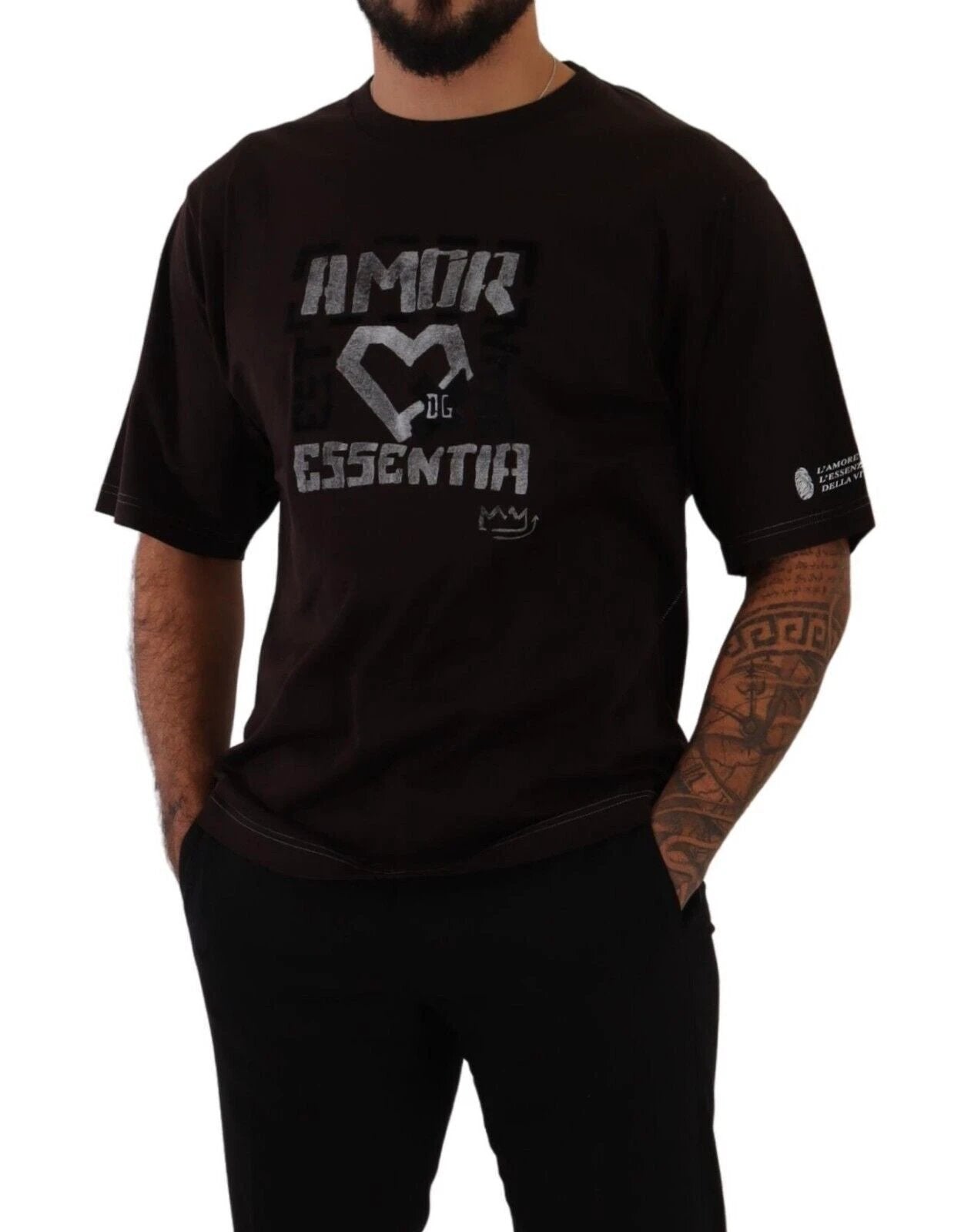 Dolce & Gabbana Bordeaux Cotton L-Amore Print Crewneck T-shirt by Dolce & Gabbana