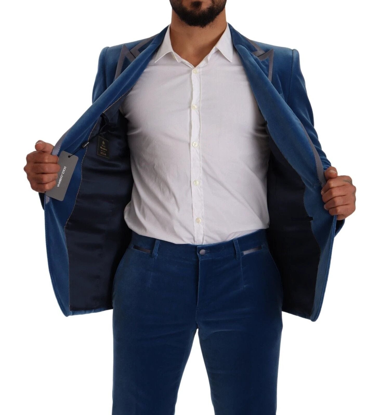 Dolce & Gabbana Blue SICILIA Velvet Slim Fit 2 Piece Suit by Dolce & Gabbana