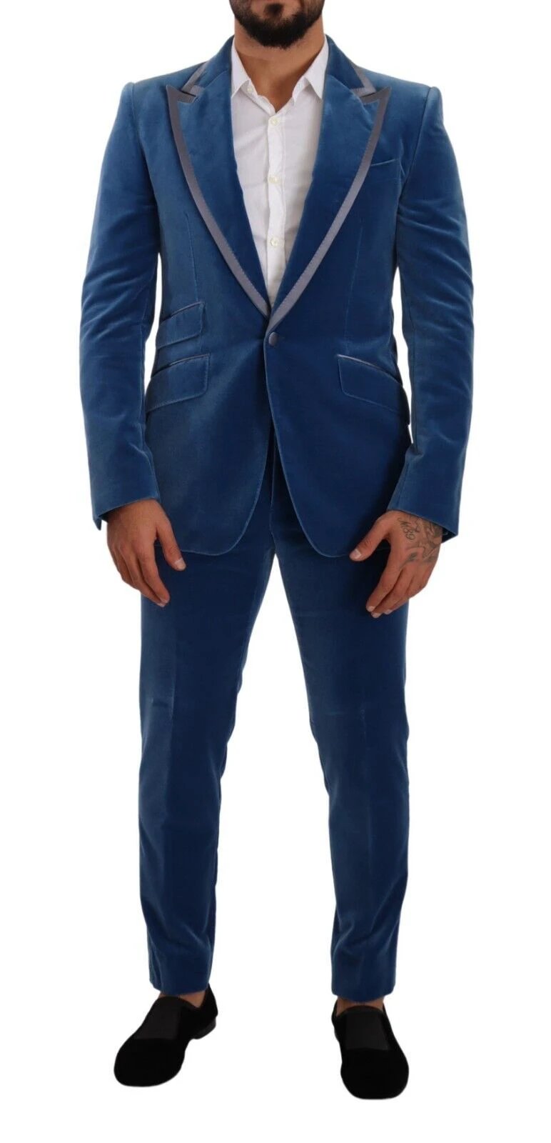Dolce & Gabbana Blue SICILIA Velvet Slim Fit 2 Piece Suit by Dolce & Gabbana