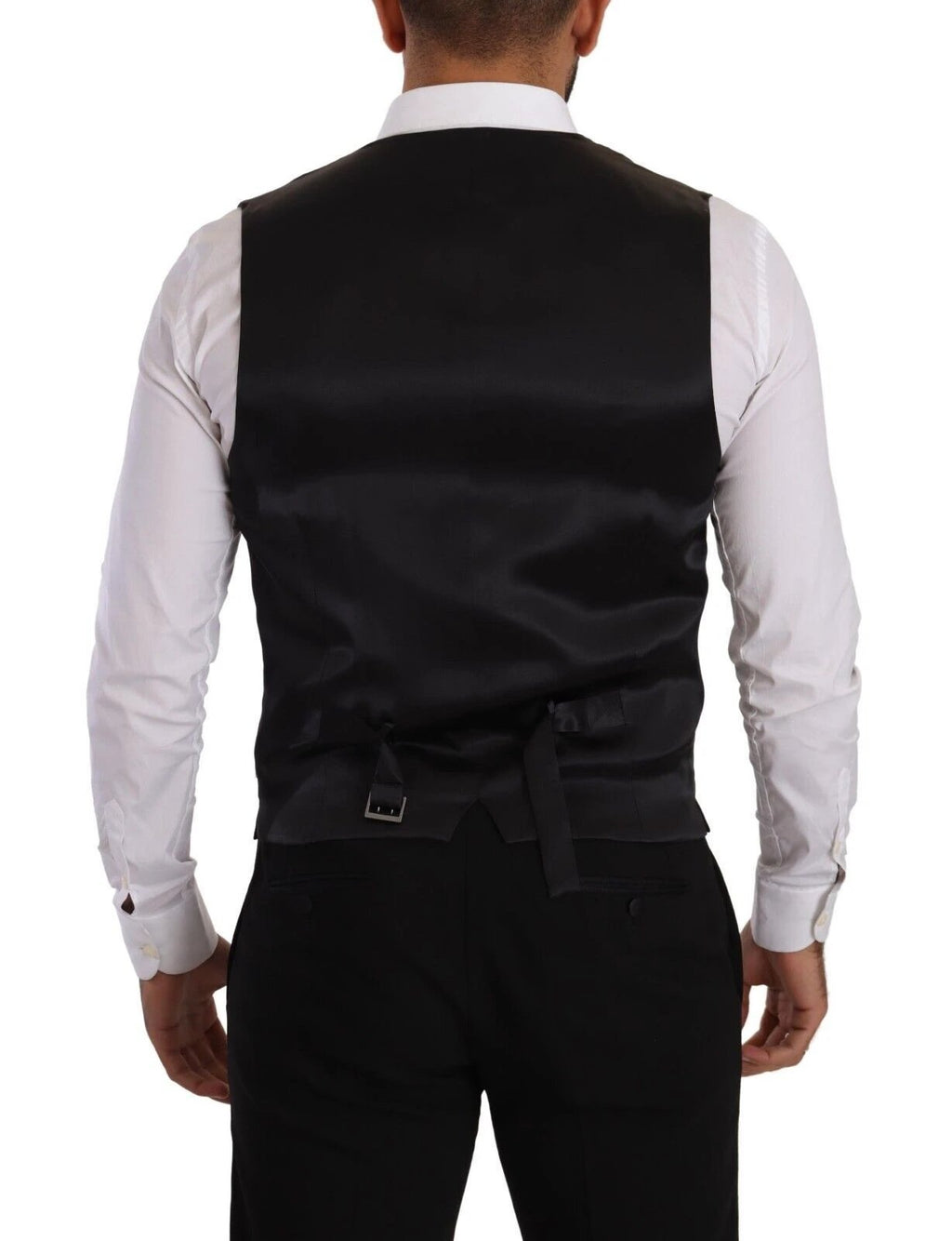 Dolce & Gabbana Black Striped Wool Silk Waistcoat Vest by Dolce & Gabbana