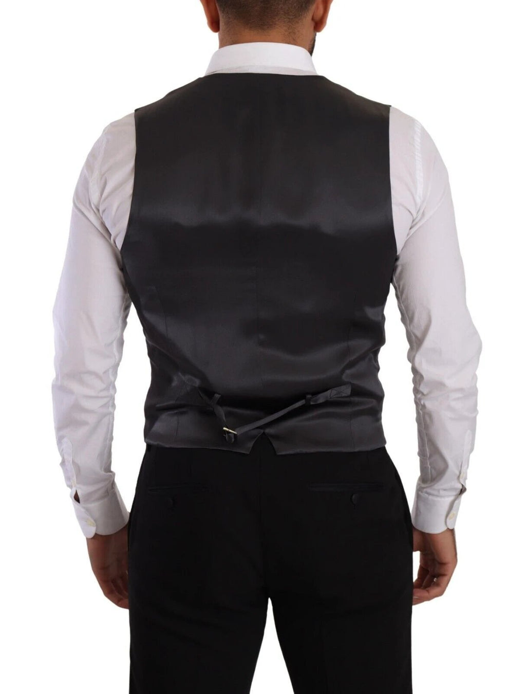 Dolce & Gabbana Gray Striped Double Breasted Waistcoat Vest by Dolce & Gabbana