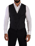 Dolce & Gabbana Gray Striped Double Breasted Waistcoat Vest by Dolce & Gabbana