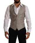 Dolce & Gabbana Beige Wool Single Breasted Waistcoat Vest by Dolce & Gabbana