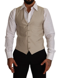Dolce & Gabbana Beige Cotton Silk Slim Fit Waistcoat Vest by Dolce & Gabbana