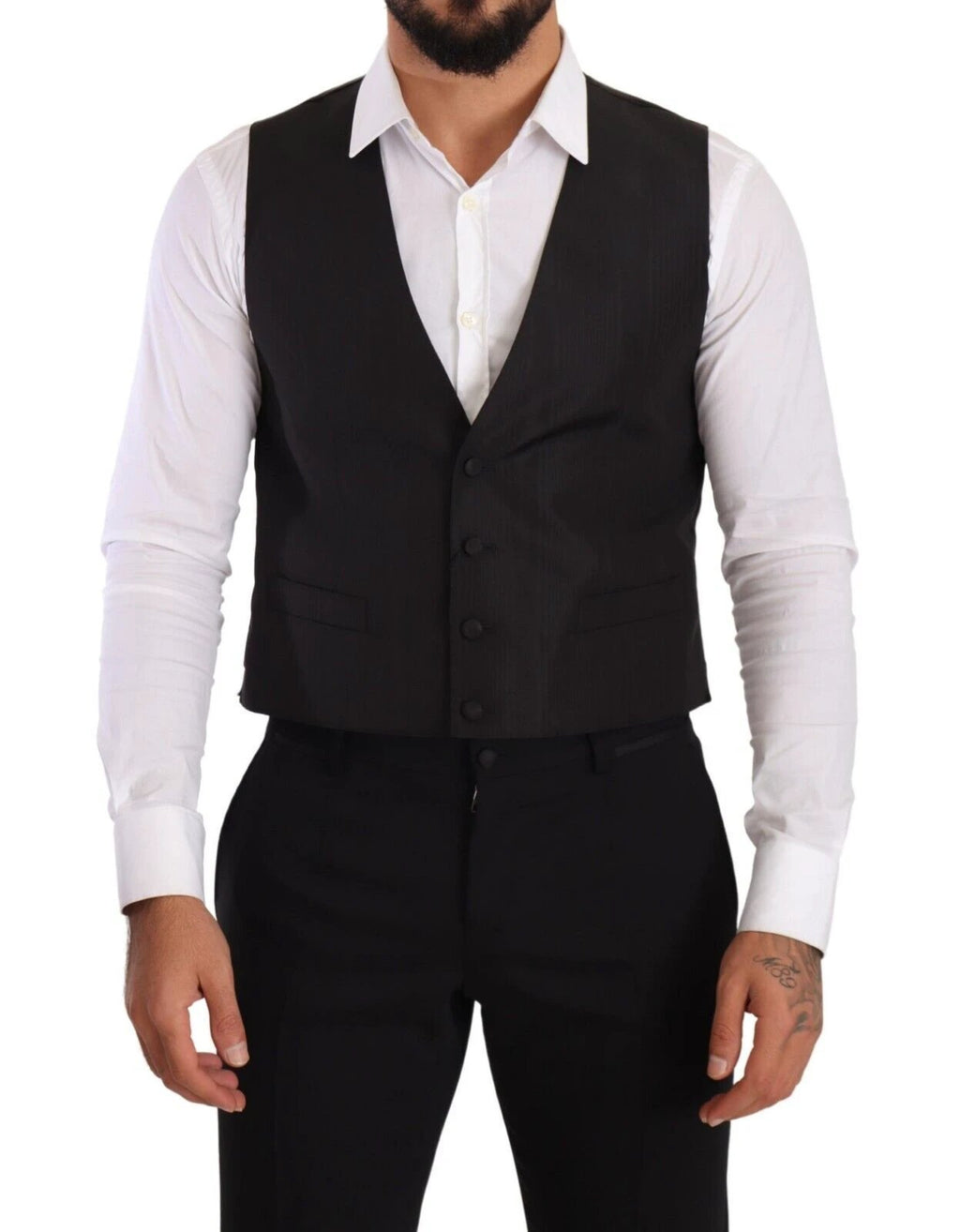 Dolce & Gabbana Gray Silk Slim Fit Waistcoat Formal Vest by Dolce & Gabbana