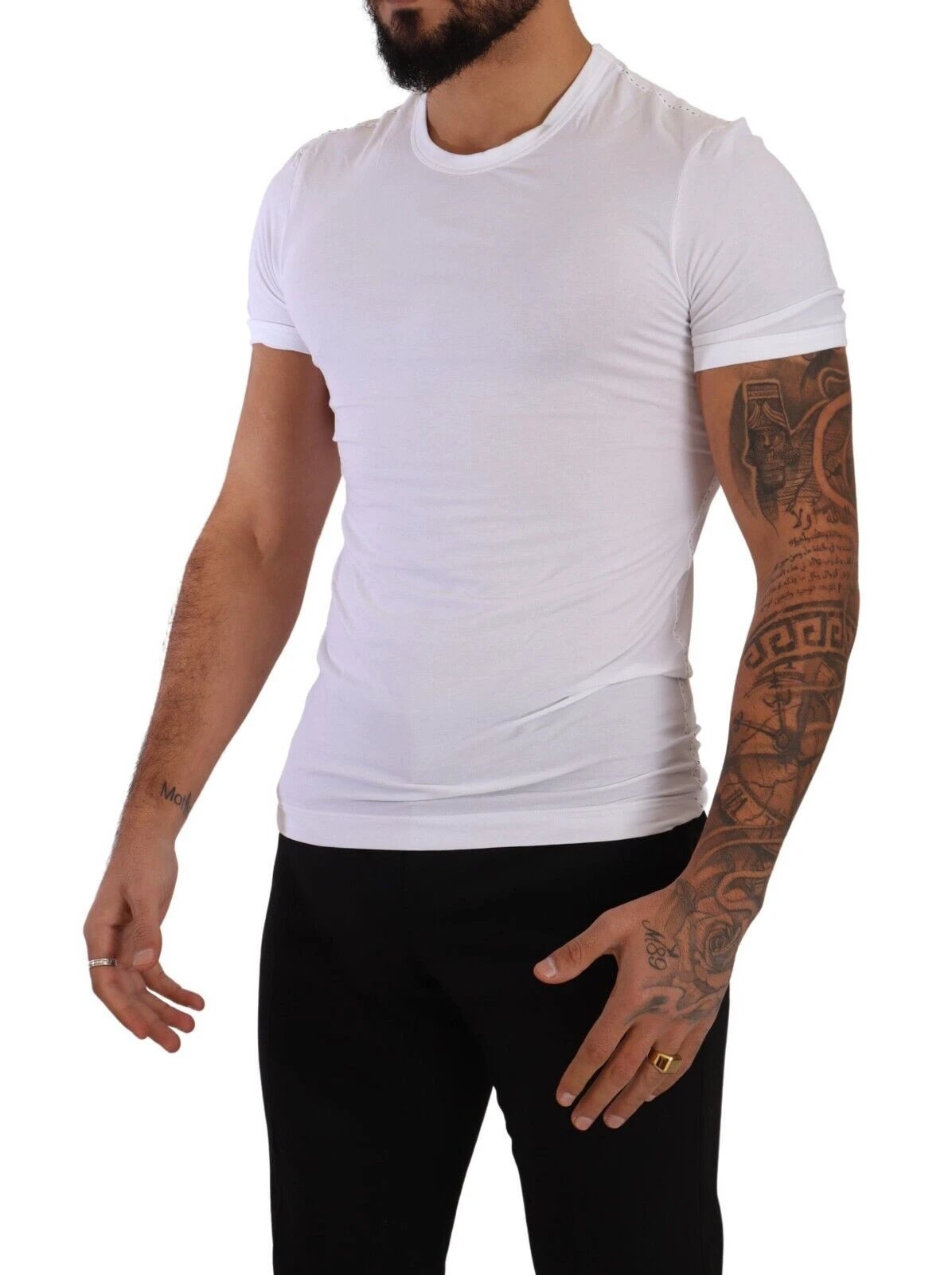 Dolce & Gabbana White Round Neck Cotton Stretch T-shirt Underwear by Dolce & Gabbana